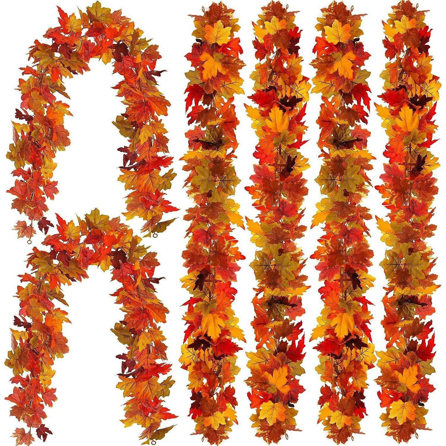 Halloween Decorative Canes Black Silk 1.7m Maple Leaves