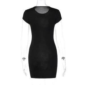 Women Spring New Fashion Embroidery Hollow out Fit Round Neck Short Sleeve Dress