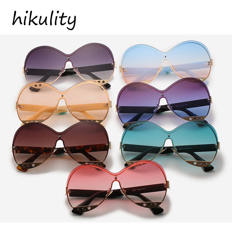 Gradual Color Runway Sunglasses Female Fashion Hollowed Out Five-Star Metal Trend Sunglasses