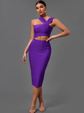 Load image into Gallery viewer, Bandage Dresses for Women  Purple Bodycon Dress Evening Party Elegant Sexy Cut Out Midi Birthday Club Outfit Summer New

