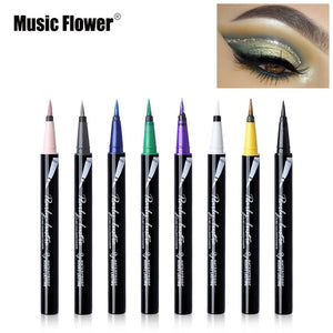 Music Flower 6 Colors Glitter Eyeliner Pencil Liquid Eye Makeup Set Waterproof Long-lasting Black Eye Liner Pen