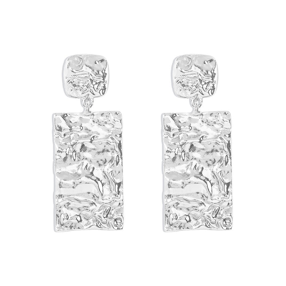 Alloy pleated and minimalist earrings with retro creative geometric texture earrings