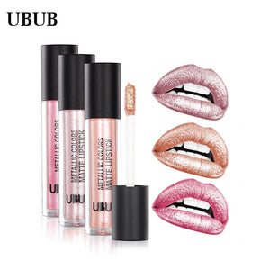 UBUB 12 Colors Glitter Metallic Lip Gloss Matte Waterproof Lip Stick Moisturizing Liquid Lipstick Makeup Cosmetic