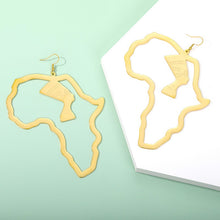 Load image into Gallery viewer, Gold Stainless Steel Egyptian Queen Set Hollow Portrait Design Earrings African Ethnic Jewelry
