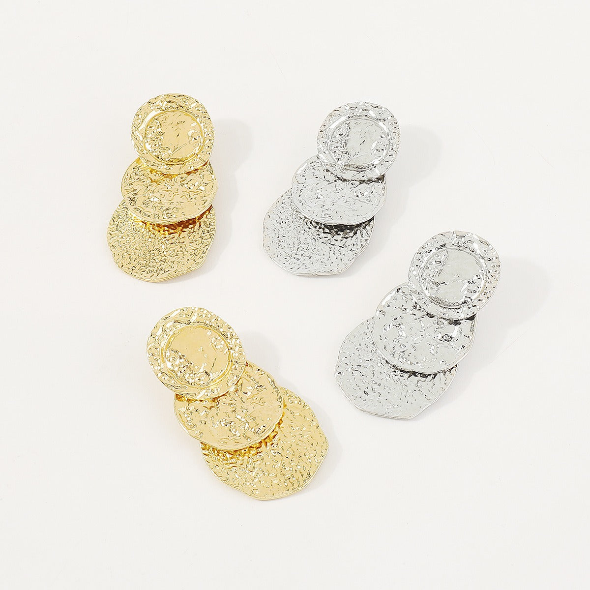 Minimalist Design Layered Earrings ZA Cool Style Earrings Geometric Round Tin Paper Surface Earrings