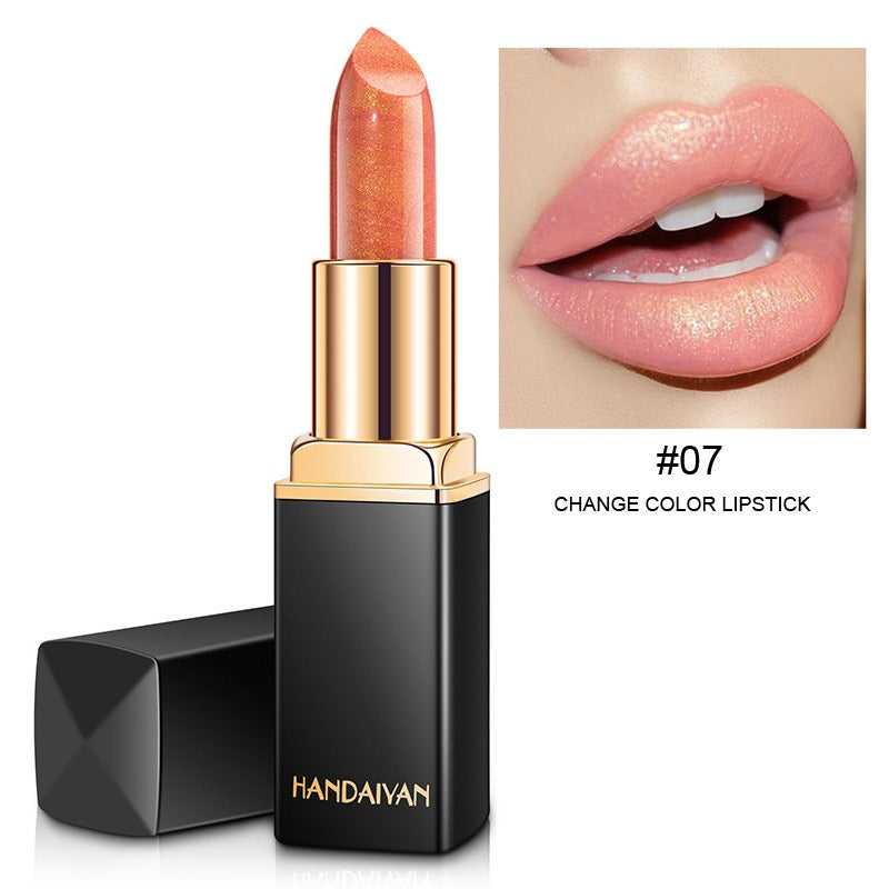 HANDAIYAN Shiny Metallic Lipstick Pearlescent Color Change Warm Lipstick Gold lipstick