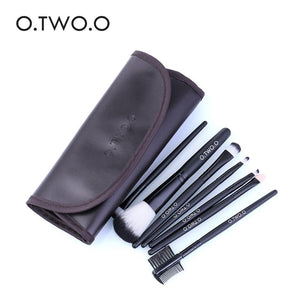 O.TWO.O 7pcs/lot Cosmetics Brush Set Beauty Eye Primer Powder Blush Brush Soft Synthetic Hair With PU Leather Case Send Random