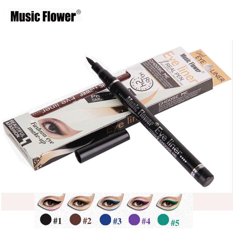 Music Flower New Makeup Cosmetic Black Eyeliner Waterproof Eye Liner Pencil Shadow KAJAL Gel Eyeliner Make up Smokey Eye