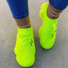 Load image into Gallery viewer, Air Mesh Women Sneaker Sock Shoes Summer Breathable Cross Tie Platform Round Toe Casual Fashion Sport Lace Up Female Girl
