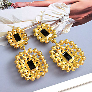 Fashion Earrings Atmospheric Diamond Round Geometric Rhinestone Women's Accessories