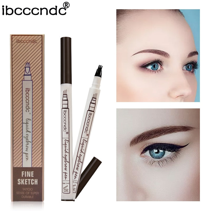 Smudge- proof 3 Colors Microblading Eyebrow Tattoo Pen Fine Sketch Liquid, Eyebrow