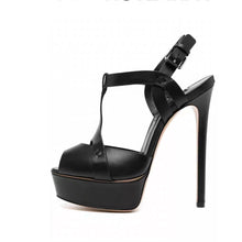 Load image into Gallery viewer, Cross Belt Leather Roman Sandals Womens Slim High Heels Platform High Heels Womens Sandals
