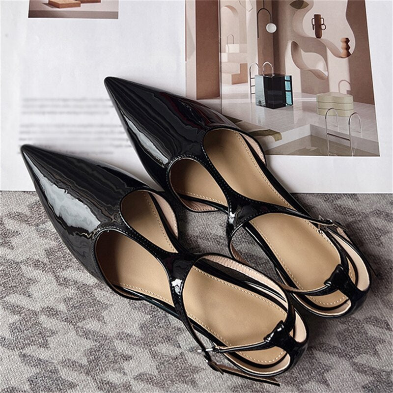 Eilyken Women New Fashion Pumps Pointed Toe Gold Ladies Elegant Dress Slingback Low Heel Mary Jane Mules Shoes Zapatos Mujer