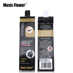 Music Flower Brand Black Waterproof Eyeliner Gel Makeup Cosmetic Gel Eye Liner With Brush 24 Hours Long-lasting