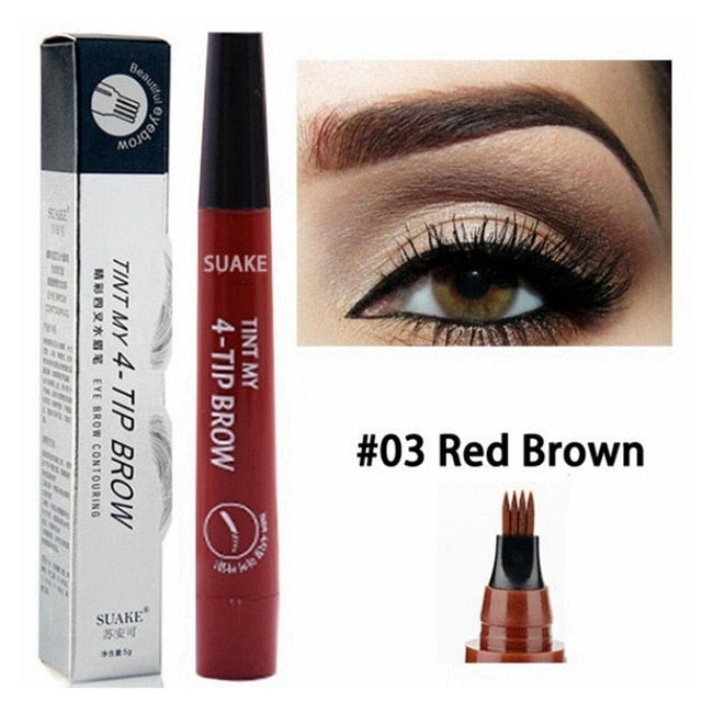 TINT MY 4-TIP BROW Liquid Eyebrow Pencil Waterproof Microblading Fork Tip Fine Sketch Eye Brow Tattoo Tint Pen Korean Cosmetics