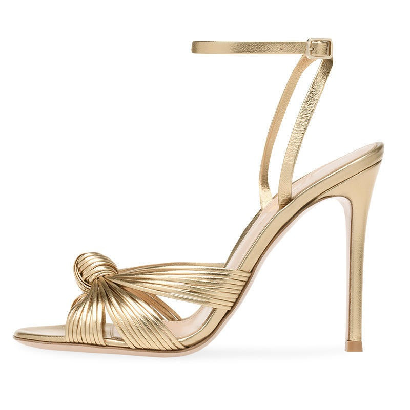 Womens Large Light Gold PU Slim High Heel Sandals Fashion Banquet Party Shoes