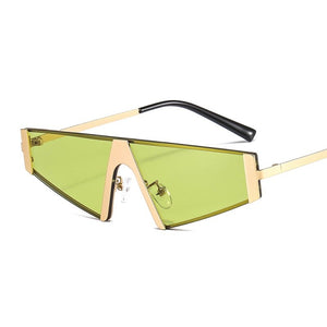 Fashion Triangle Sunglasses Women Men Shield PC Color Lens Alloy Metal Frame Luxury Brand Designer Elegant Sun Glasses