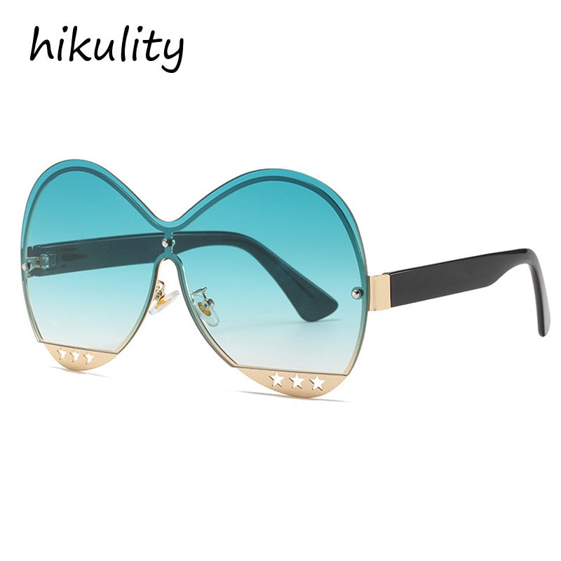 Gradual Color Runway Sunglasses Female Fashion Hollowed Out Five-Star Metal Trend Sunglasses