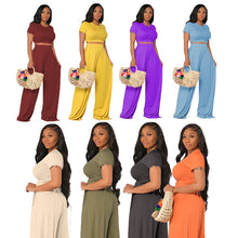 Load image into Gallery viewer, European and American Large Sized Womens Fashion Casual Wide Leg Two Piece Set for Women
