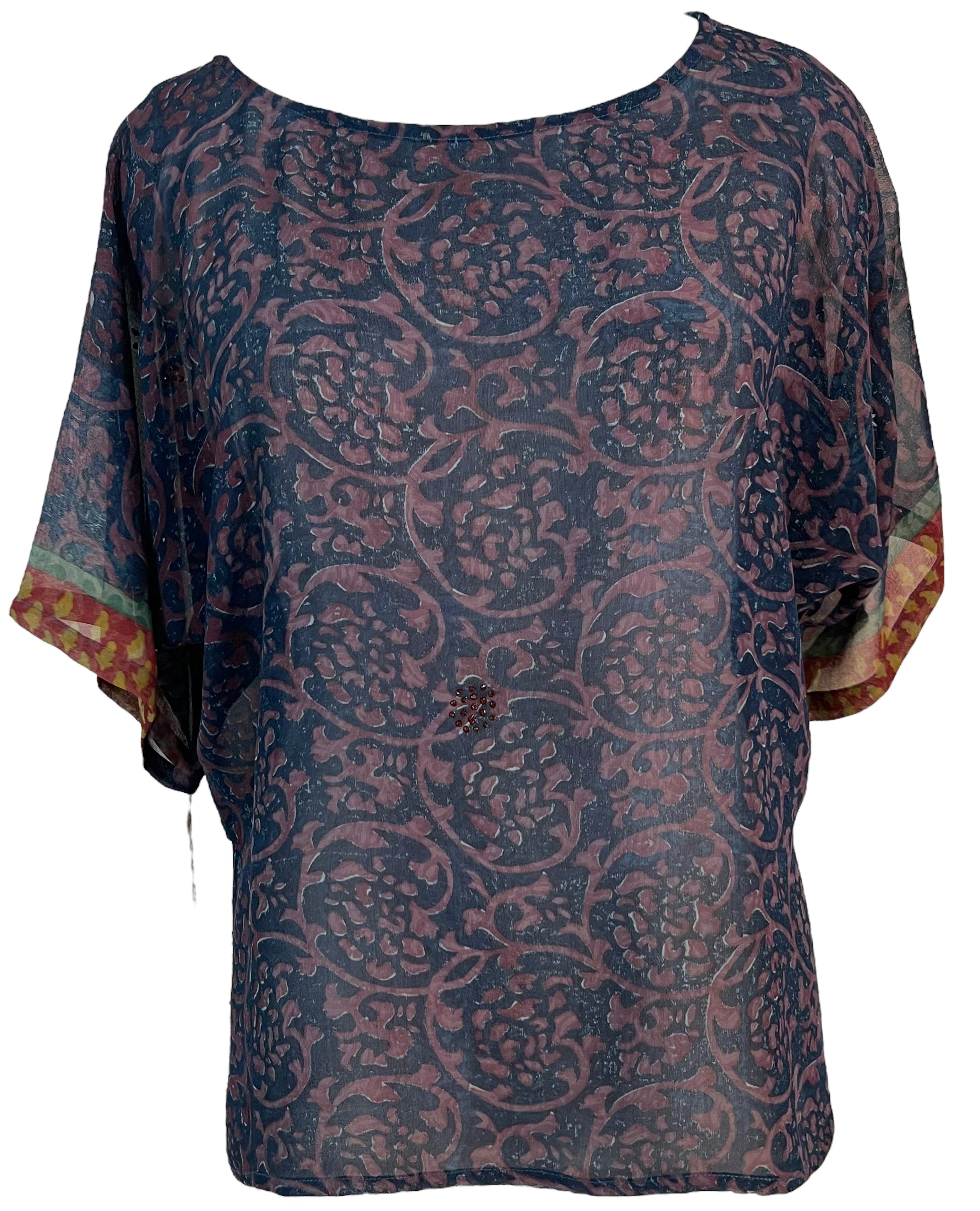 FINAL SALE PRG6256 Sheer Avatar Pure Silk Side Slit Top