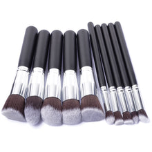 Load image into Gallery viewer, 10 Pcs Silver/Golden Makeup Brushes Set.

