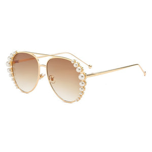 Personality Pearl Sunglasses Women Fashion Sunglasses Driving Sunglasses Ocean Sheet Glasses