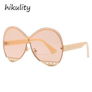 Gradual Color Runway Sunglasses Female Fashion Hollowed Out Five-Star Metal Trend Sunglasses