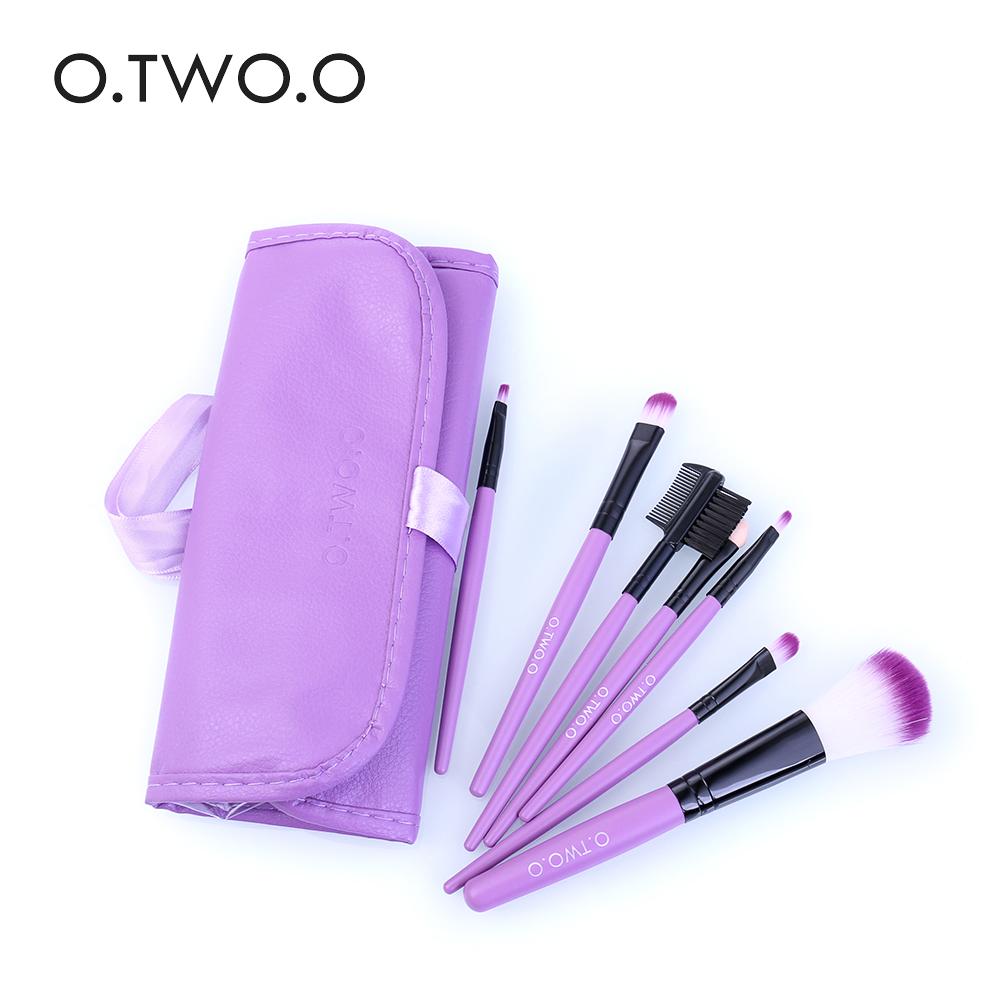 O.TWO.O 7pcs/lot Cosmetics Brush Set Beauty Eye Primer Powder Blush Brush Soft Synthetic Hair With PU Leather Case Send Random