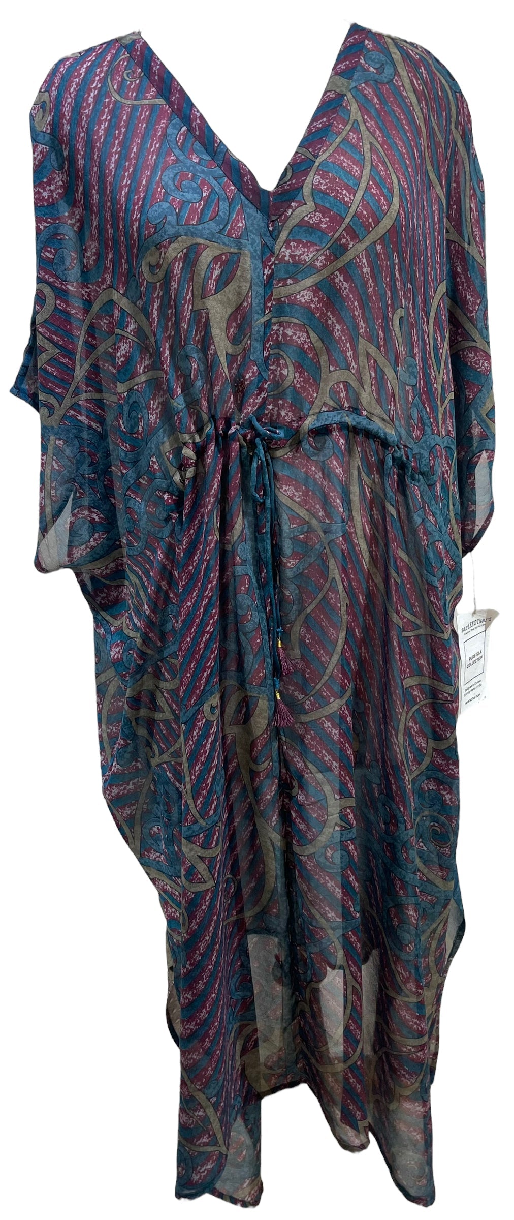 FINAL SALE PRG5837 Sheer Avatar Pure Silk Maxi Kaftan