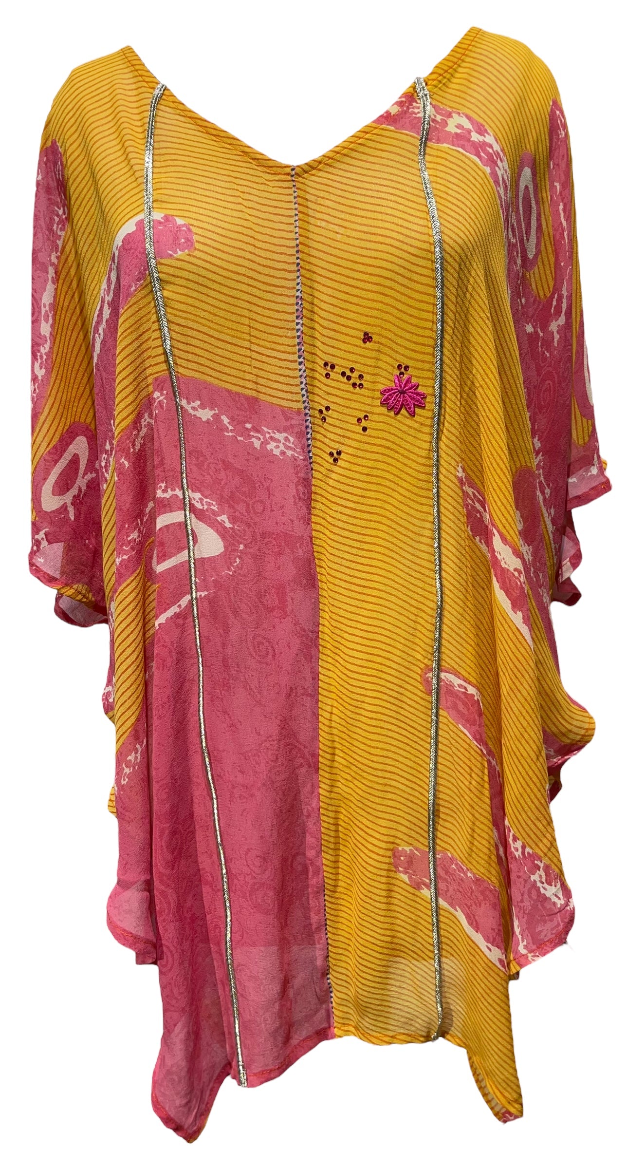 FINAL SALE PRG5184 Sheer Avatar Pure Silk Waterfall Top