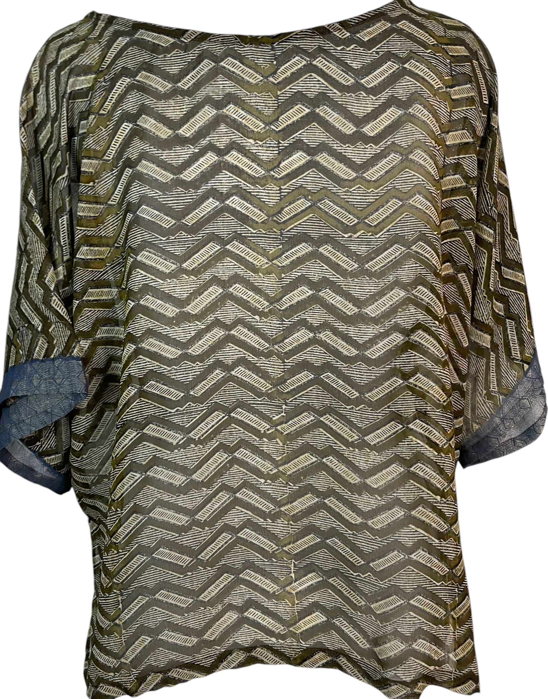 FINAL SALE PRG5821 Sheer Avatar Pure Silk Side Slit Top