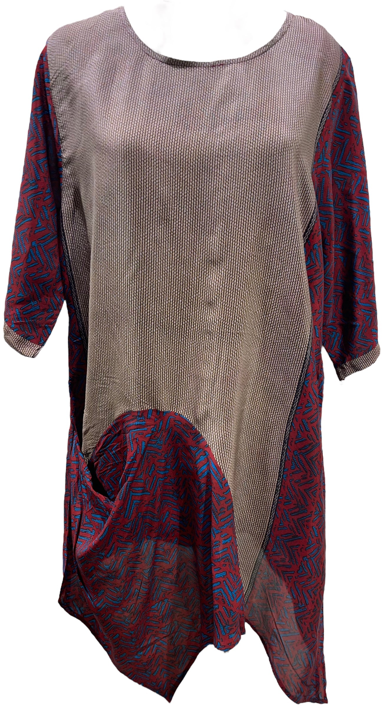 FINAL SALE PRC5762 Avatar Pure Silk Self Pocket Tunic Dress