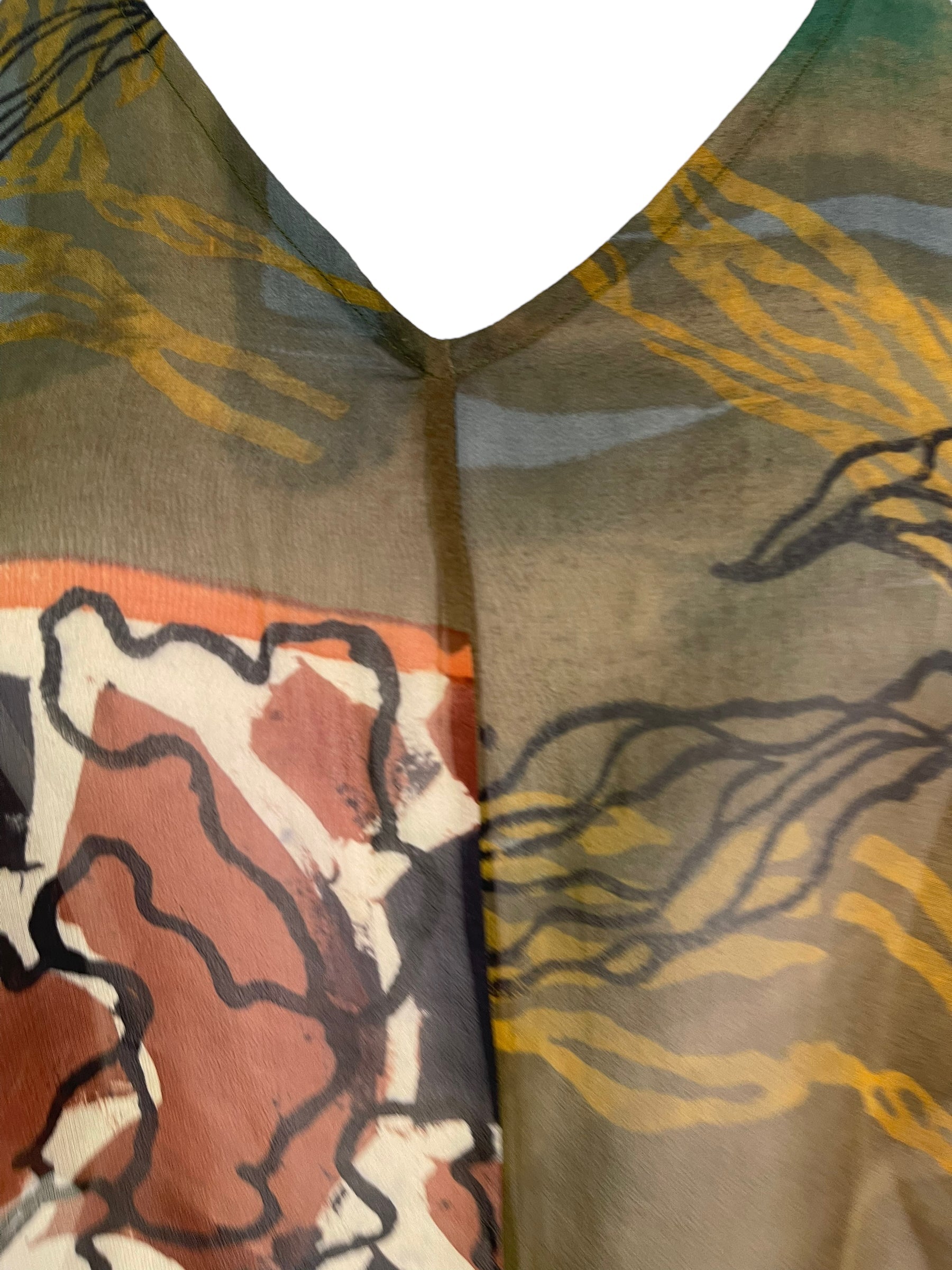 PRG6317 Sheer Avatar Pure Silk Waterfall Top