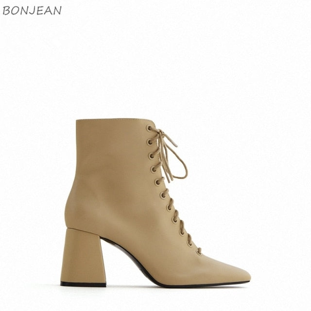 Lace Up Block Heel Boot