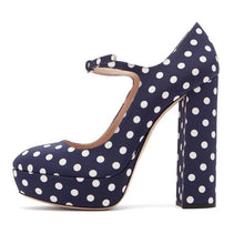 Load image into Gallery viewer, Black Round Toe Thick Sole Shoes High Mary Jane High Heels Womens Evening Dress Shoes Large 34-46
