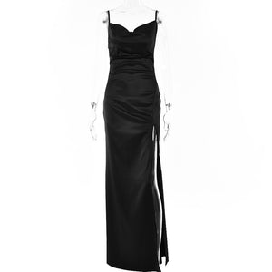 New French Dress Ladies Long Dress Fashion Backless Slit Dress