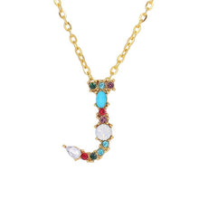 Load image into Gallery viewer, 26 Letters alphabet necklace personality simple inlaid color diamond zircon pendant
