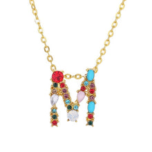 Load image into Gallery viewer, 26 Letters alphabet necklace personality simple inlaid color diamond zircon pendant
