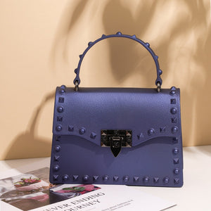 Fashion modern Ladies square mini Jelly HandBags Women punk Waterproof Chain purse Pvc Girls cool shoulder bag