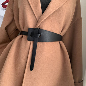 Coat belt for women, simple and versatile, knotted waist belt for slimming, retro trendy waistband