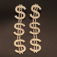 Load image into Gallery viewer, Exaggerated Queen Rhinestone Earrings for Women Fashion Long Letters Pendant Earring Fashion Shiny Party Costume Jewelry
