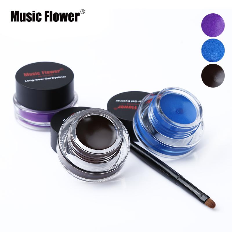 Music Flower Brand Black Waterproof Eyeliner Gel Makeup Cosmetic Gel Eye Liner With Brush 24 Hours Long-lasting