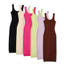 Load image into Gallery viewer, Dresses for women Summer casual dress elegant bodycon dress knitted vintage purple dress beach sundress pink brown
