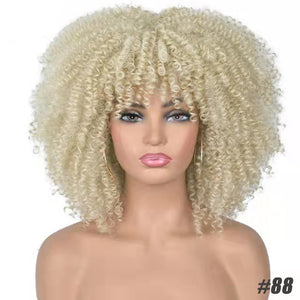 Female Hair African Small Curly Hair Explosion Head Black Chemical Fiber Wig Full Head Set