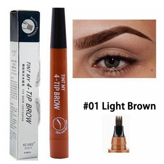 TINT MY 4-TIP BROW Liquid Eyebrow Pencil Waterproof Microblading Fork Tip Fine Sketch Eye Brow Tattoo Tint Pen Korean Cosmetics