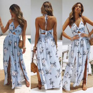 Women Maxi Long Dress Holiday Summer Evening Party Beach Slit Spilt Sundress Woman Ladies Sleeveless Dresses