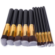 10 Pcs Silver/Golden Makeup Brushes Set.
