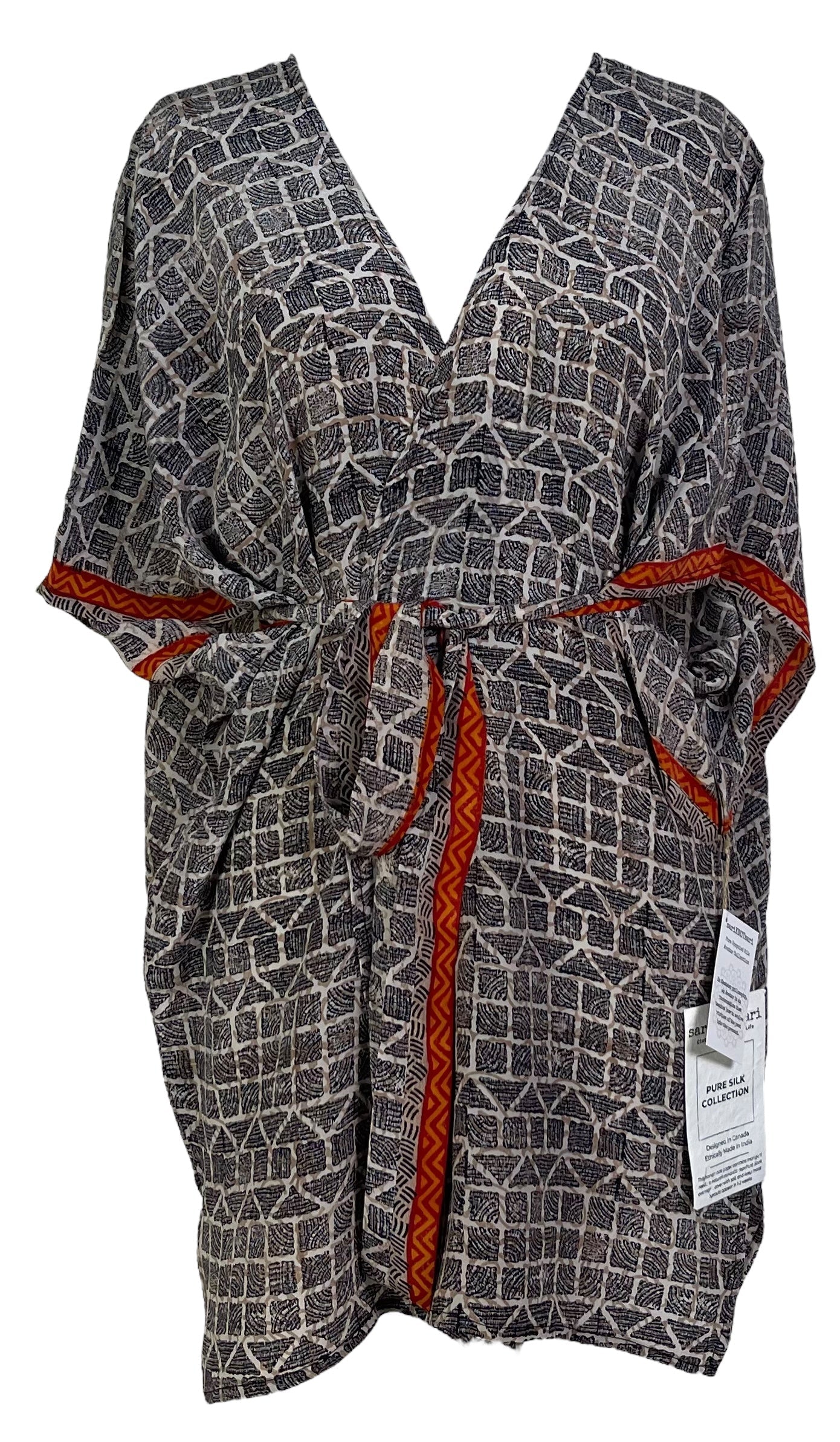PRC6915 Avatar Pure Silk Kimono-Sleeved Jacket with Belt