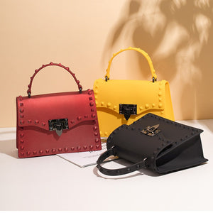 Fashion modern Ladies square mini Jelly HandBags Women punk Waterproof Chain purse Pvc Girls cool shoulder bag