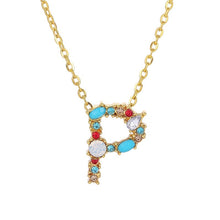 Load image into Gallery viewer, 26 Letters alphabet necklace personality simple inlaid color diamond zircon pendant
